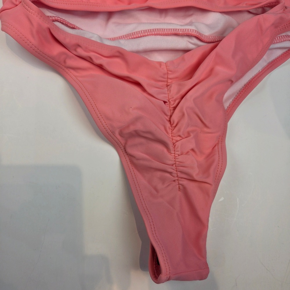 Cutout Monokini Women L Peach High Waist Ruched Back Sexy Beachwear 301 NWT - Picture 5 of 9